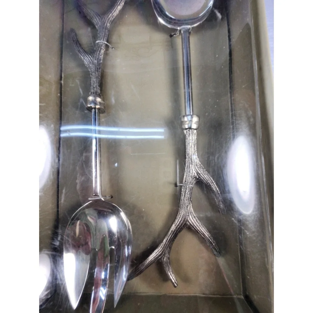 Object D' Art Antler Stag Serving Spoons Salad Servers NIB